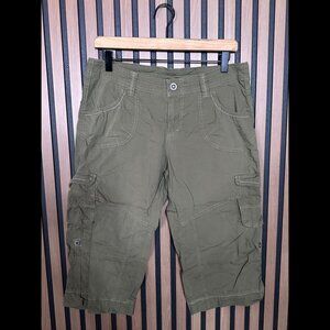 Kuhl Cargo Shorts 10 Womens Green Cotton Nylon 17" Inseam Side Pocket